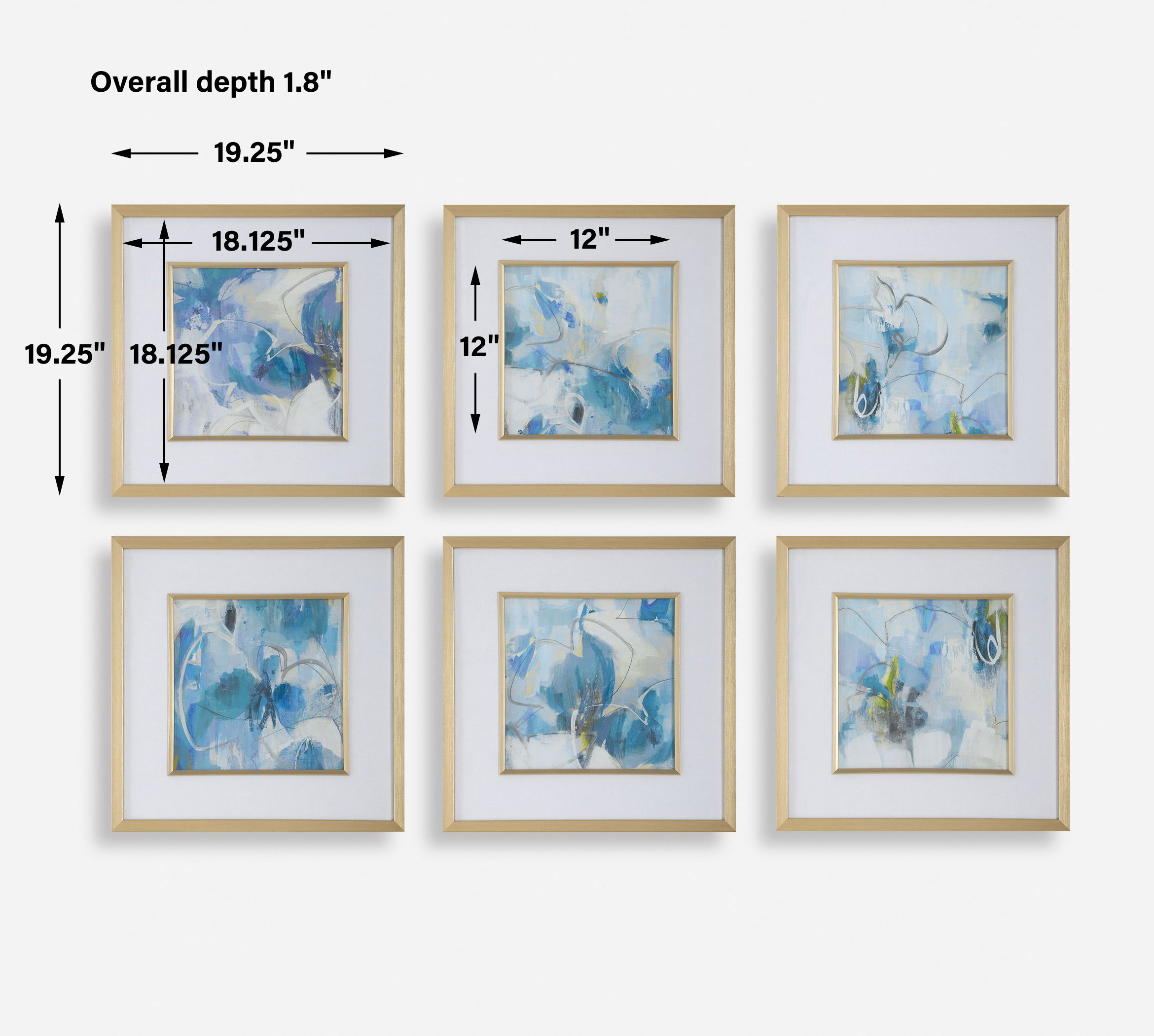 Fresh Start Blue Abstract Prints, S/6 large image 