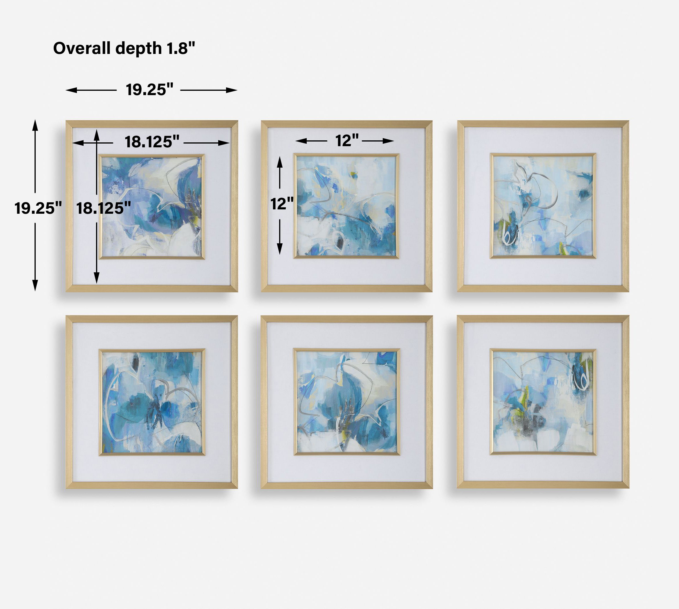 Fresh Start Blue Abstract Prints Set/6 large image 
