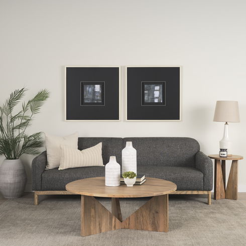 Hale Sofa with Medium Brown Wood and Gray Fabric