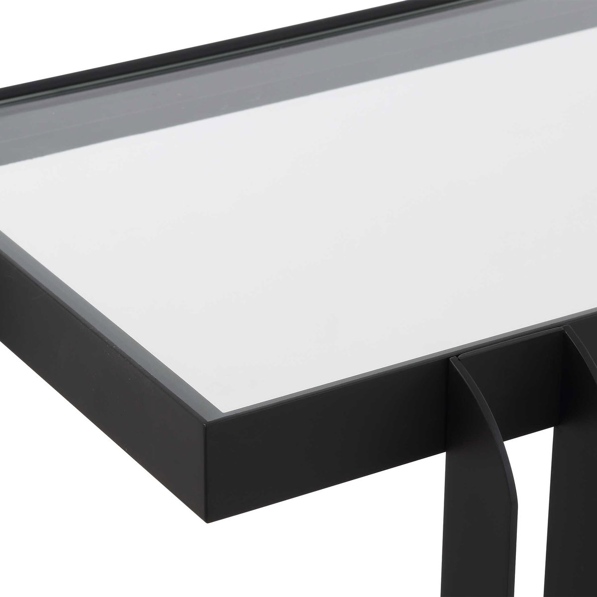 Shadow Black Iron Console Table, by Uttermost, 55.25" width x 32.25" height x 13.62" depth View 9