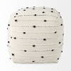 Amaira  Cream/Black/White patterned Wool and Cotton Pouf, Ottoman by Mercana, 16" length x 16" width x 16" height thumbnail 3