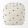 Amaira  Cream/Black/White patterned Wool and Cotton Pouf, Ottoman by Mercana, 16" length x 16" width x 16" height thumbnail 3