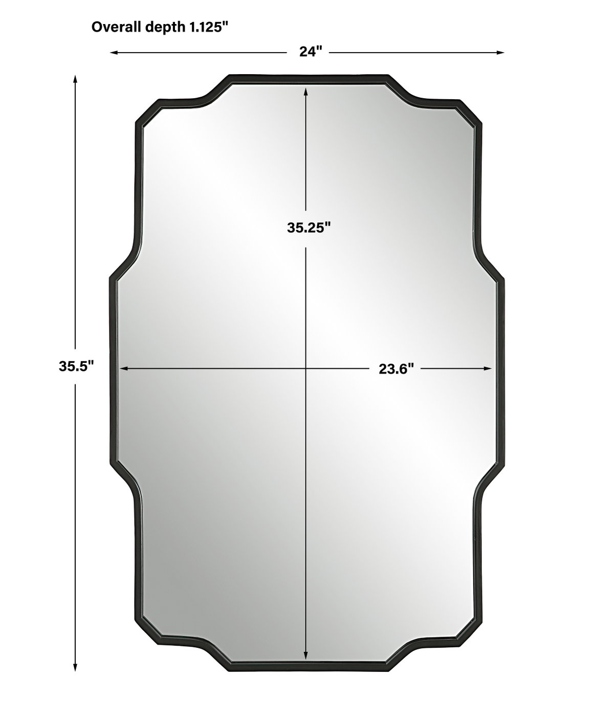 Casmus Iron Wall Mirror, by Uttermost, 1'11.5" width x 2'11.75" height x 1.12" depth View 3