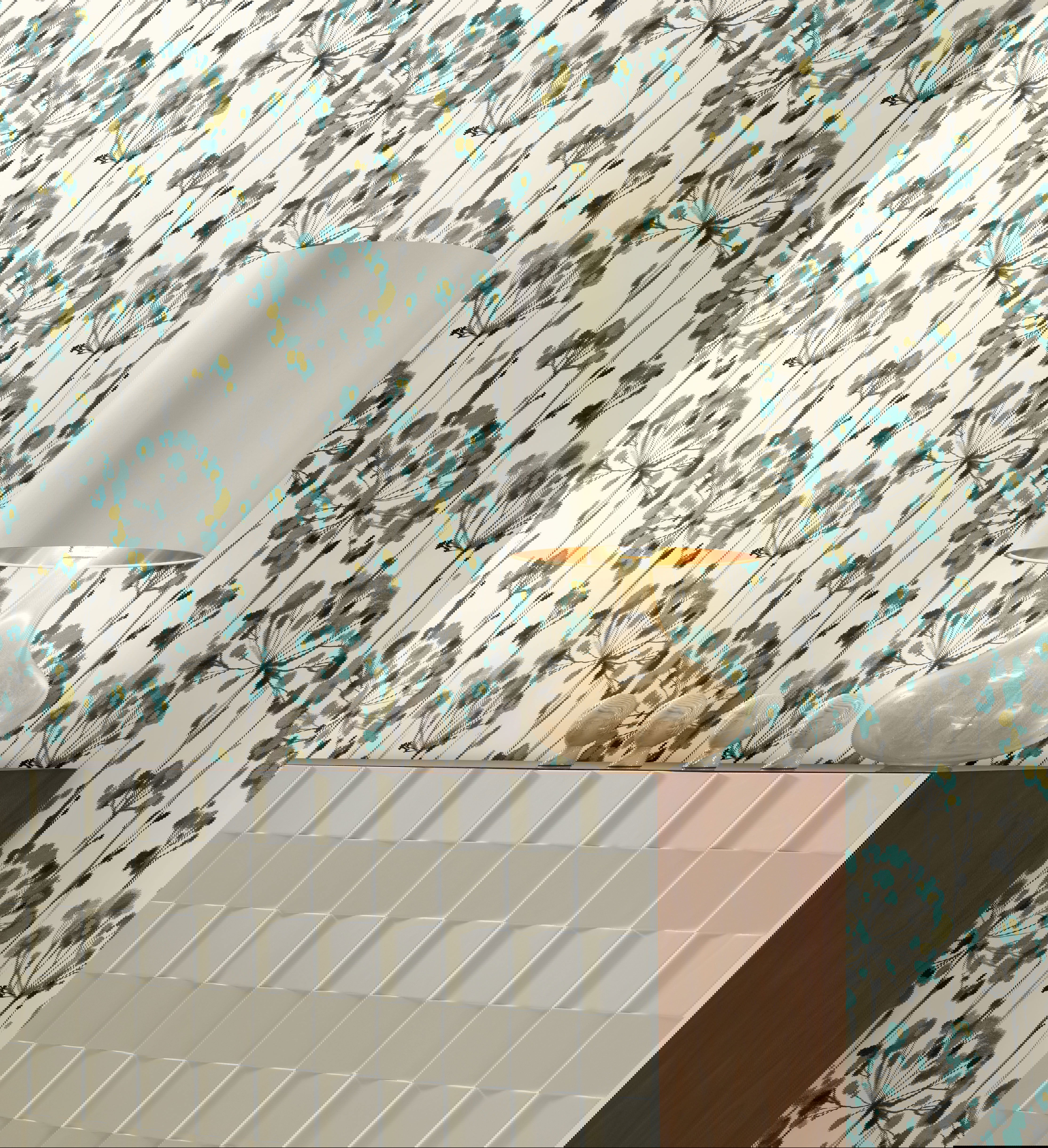 Flourish Turquoise Peel & Stick Wallpaper large image 