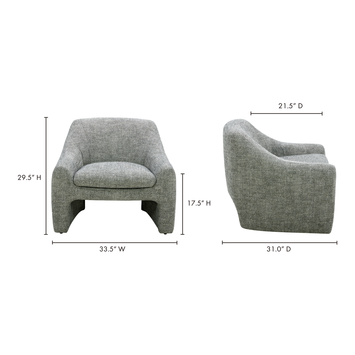 Kenzie Accent Chair Slated Moss, by Moe's Home, 33.75" width x 29.25" height x 31" depth View 11