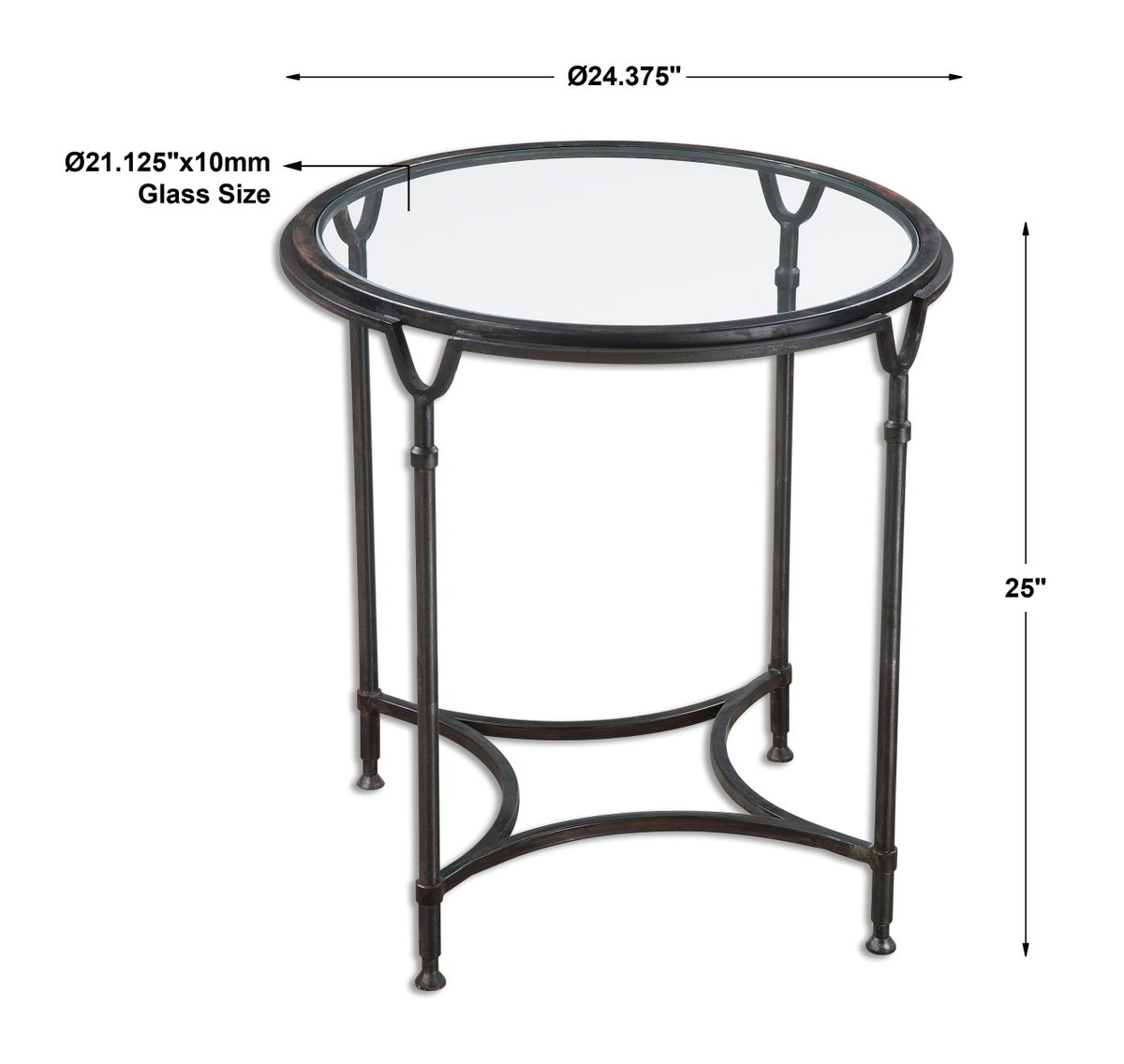 Samson Glass Side Table, Side & End Table by Uttermost, 24.37" width x 25" height x 24.37" depth View 3
