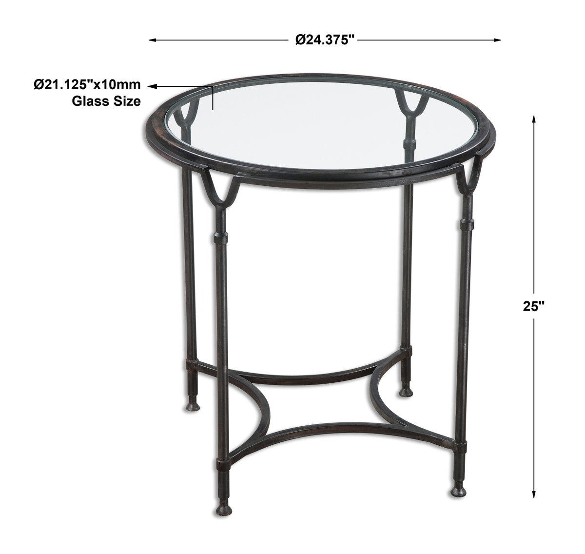 Samson Glass Side Table, Side & End Table by Uttermost, 24.37" width x 25" height x 24.37" depth View 3