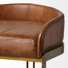 Hollyfield 20.5L x 19.75W x 32.75H Brown Leather Seat Gold Metal Base Bar Stool thumbnail 6