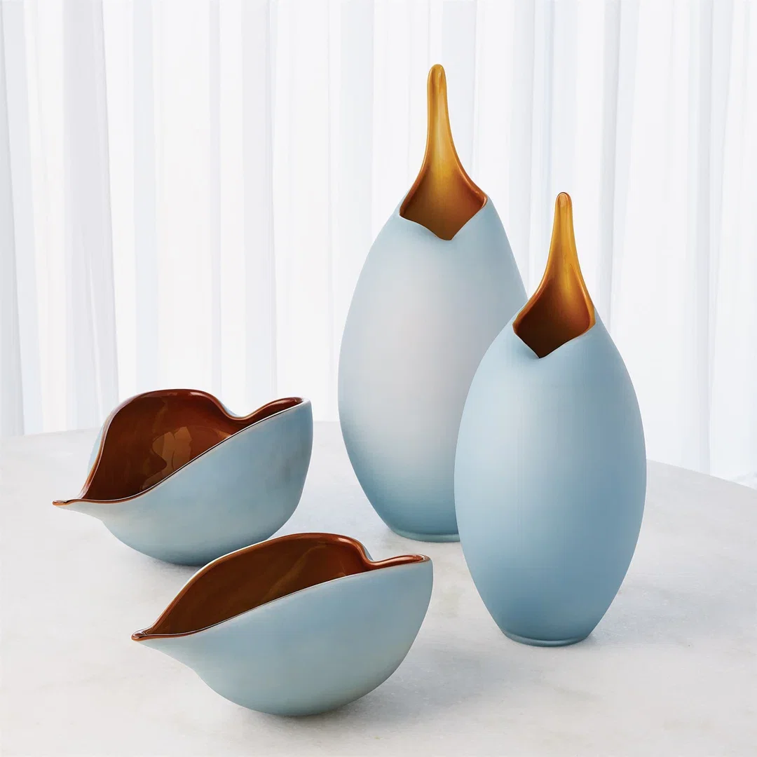 Frosted Vase w/Amber Casing, by Global Views, 7.25" width x 18.25" height x 7.25" depth View 6