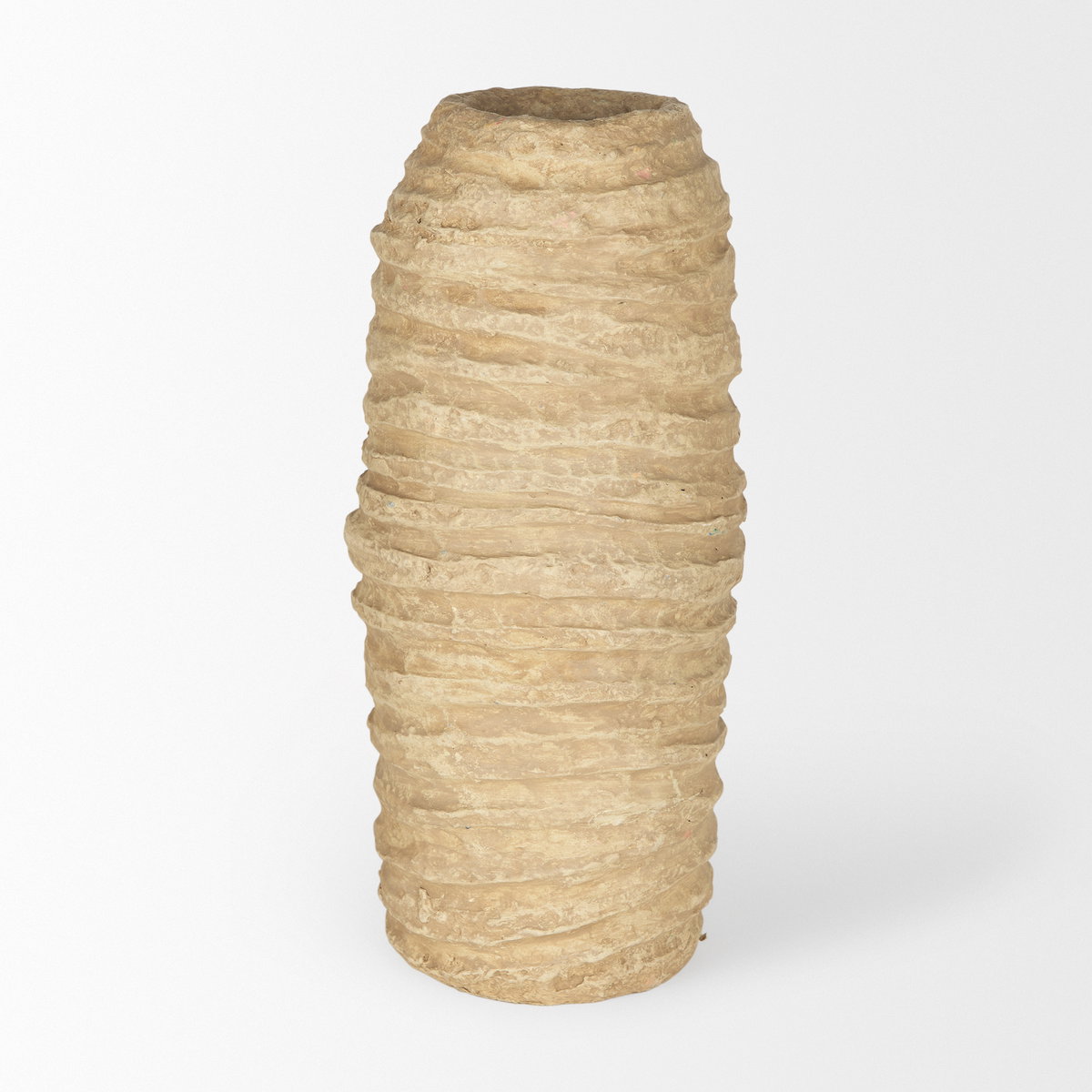 Kamli Large Beige Paper Mache Vase, by Mercana, 8" length x 8" width x 18" height View 5