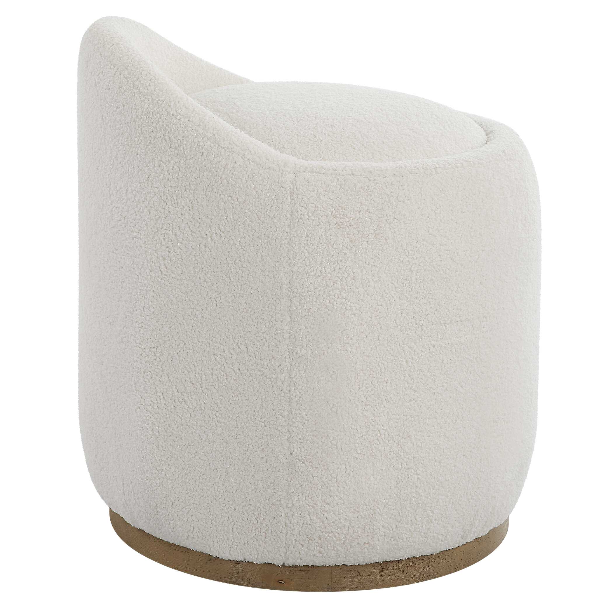 Swirl Swivel Sheepskin Ottoman, Furniture by Uttermost, 21" width x 24" height x 21" depth View 6