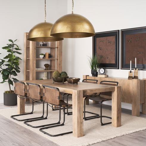 Karina 24" Round Brass-tone Hammered Metal Dome  Pendant Light