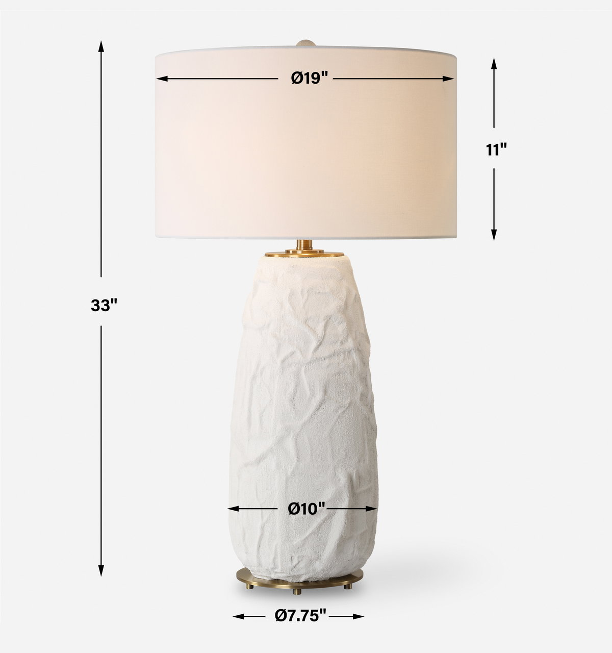 Vida White Table Lamp, by Uttermost, 19" width x 33" height x 19" depth View 3