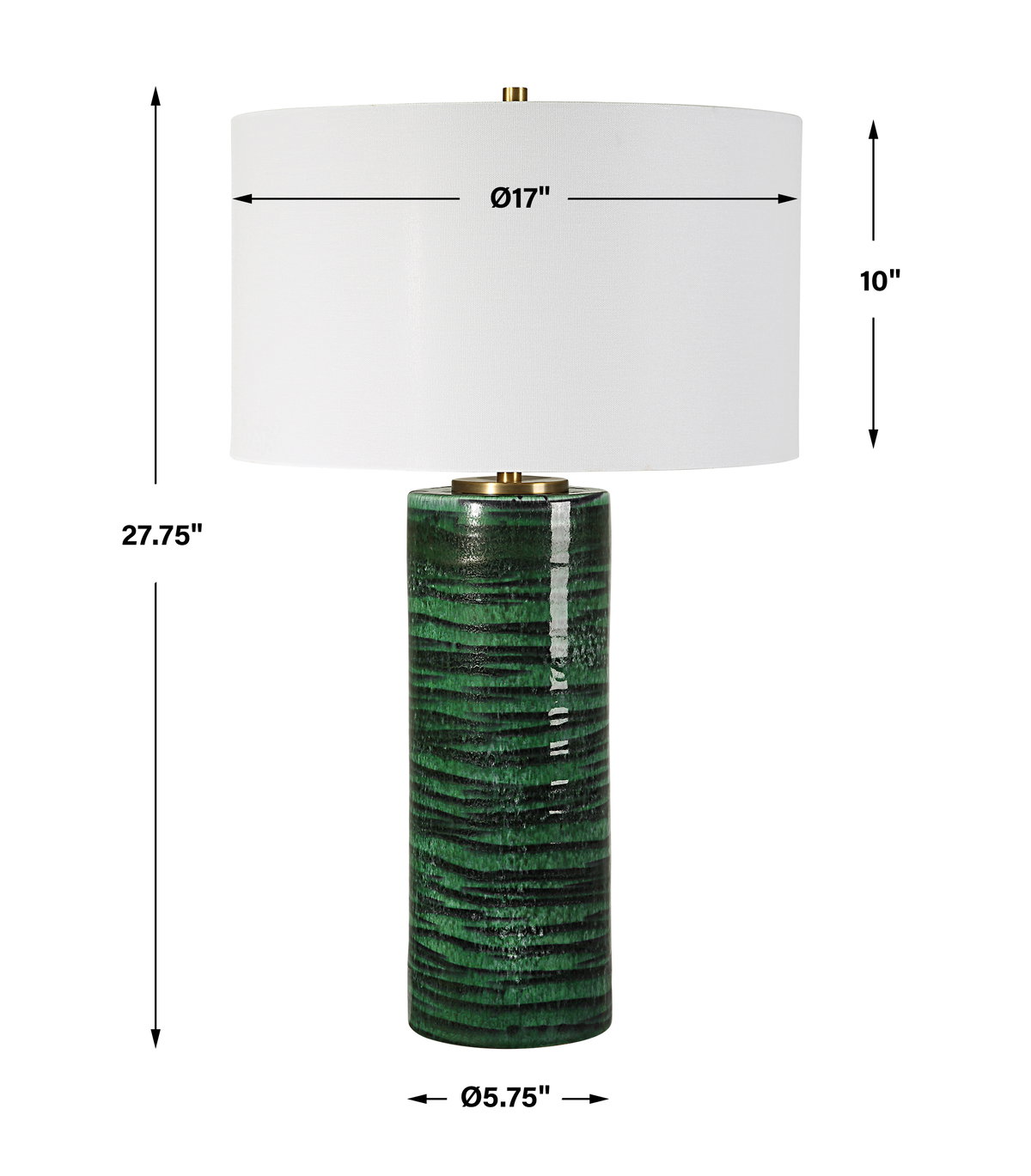 Galeno Emerald Green Table Lamp, by Uttermost, 17" width x 27.75" height x 17" depth View 3