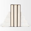 Cavetto White Marble Bookends with rough carving S/2, by Mercana, 4.25" length x 2.5" width x 6" height thumbnail 5
