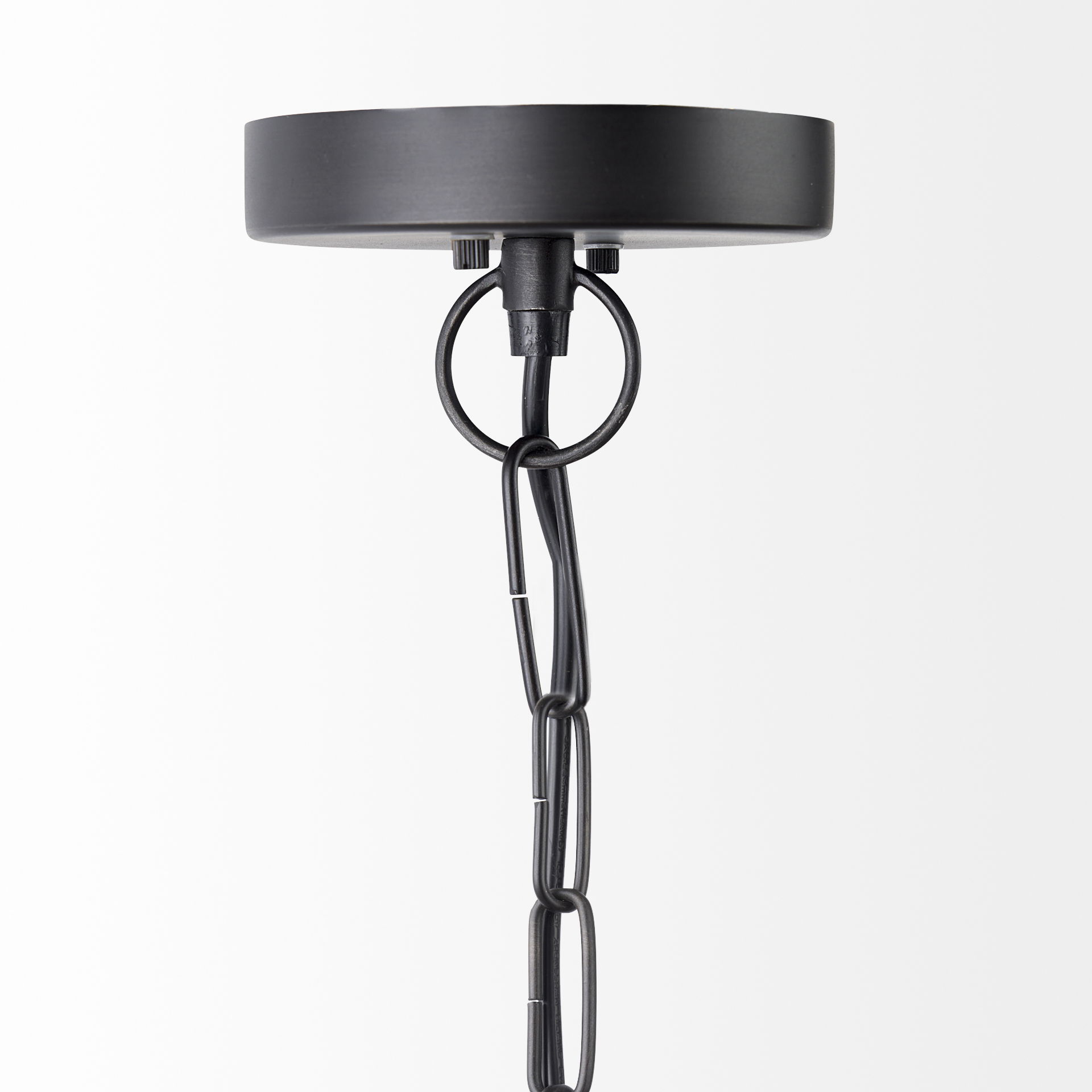 Leighton II 15x20 Black Metal Spherical Pendant Light, by Mercana, 15" length x 15" width x 20" height View 5