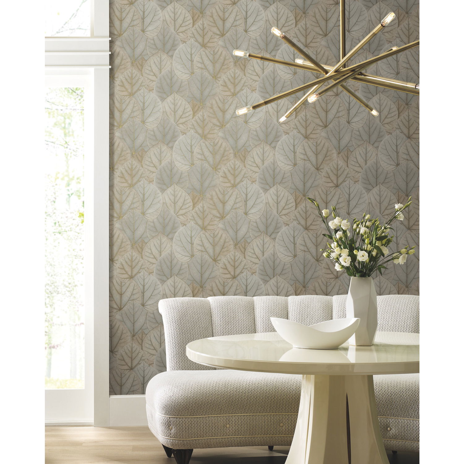Leaf Concerto Taupe Wallpaper large image 