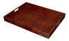 Norton Leather Tray, Croco Leather, Tan, Decor by Sarreid, 24" length x 18" width x 2.5" height thumbnail 10