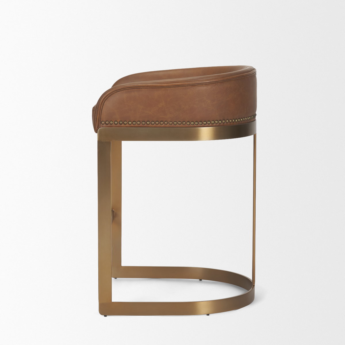 Hollyfield Backless 24.75in Seat Counter Stool | Cognac Brown Leather, Counter & Bar Stool by Mercana, 20.5" length x 19.5" width x 28.7" height View 4