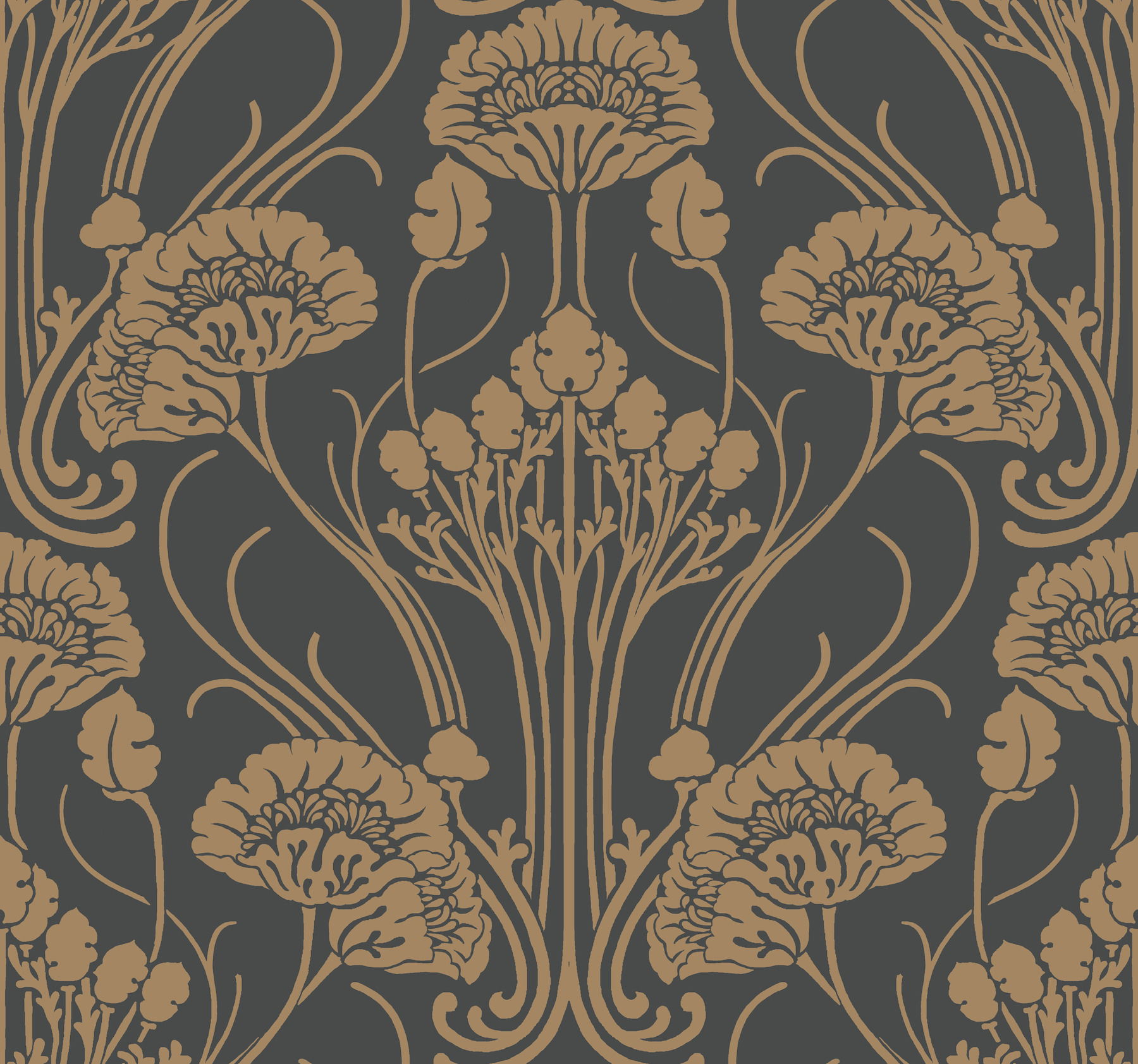 Nouveau Damask Black Wallpaper large image 
