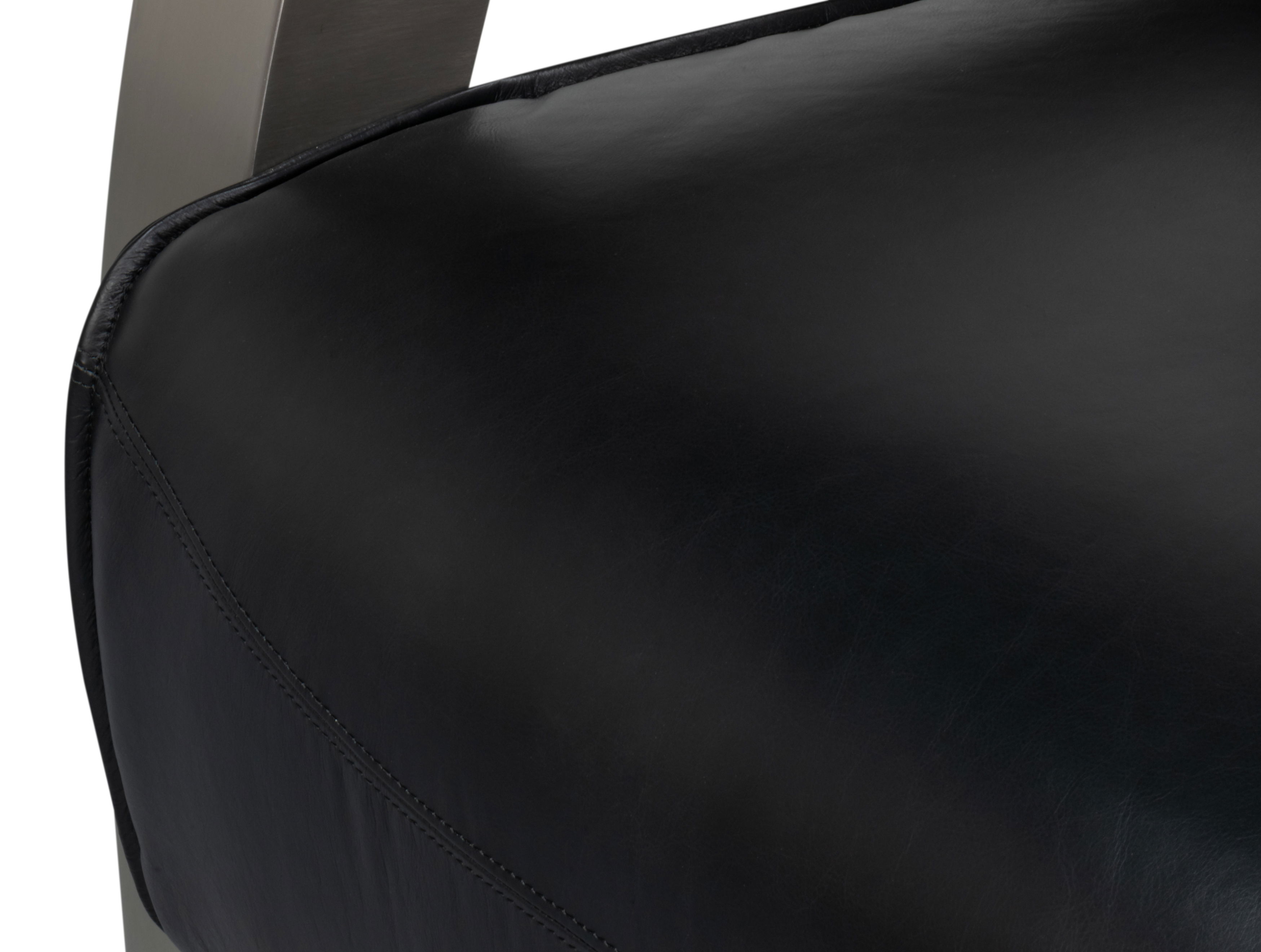 Carlisle Armchair, Leather,Onyx Black, Seating by Sarreid, 29" length x 37" width x 30" height View 7