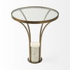 Jacinta II 21' Round Glass Top Metal and Marble Pedestal End/Side Table thumbnail 2