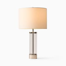 Online Designer Home/Small Office Acrylic Column Table Lamp Polished Nickel White Linen (25")