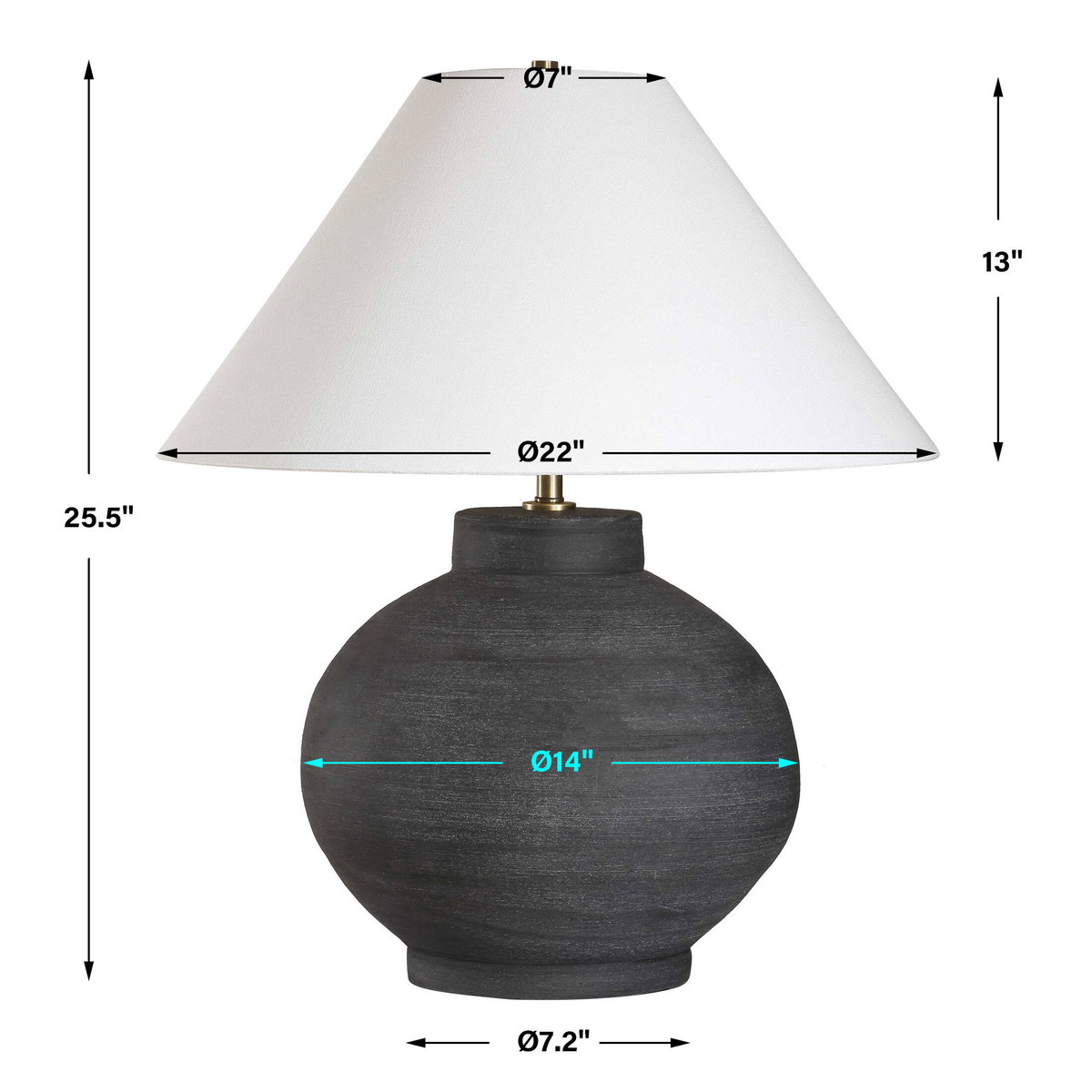 Tramore Rustic Charcoal Table Lamp, by Uttermost, 1'10" width x 2'1.5" height x 1'10" depth View 3
