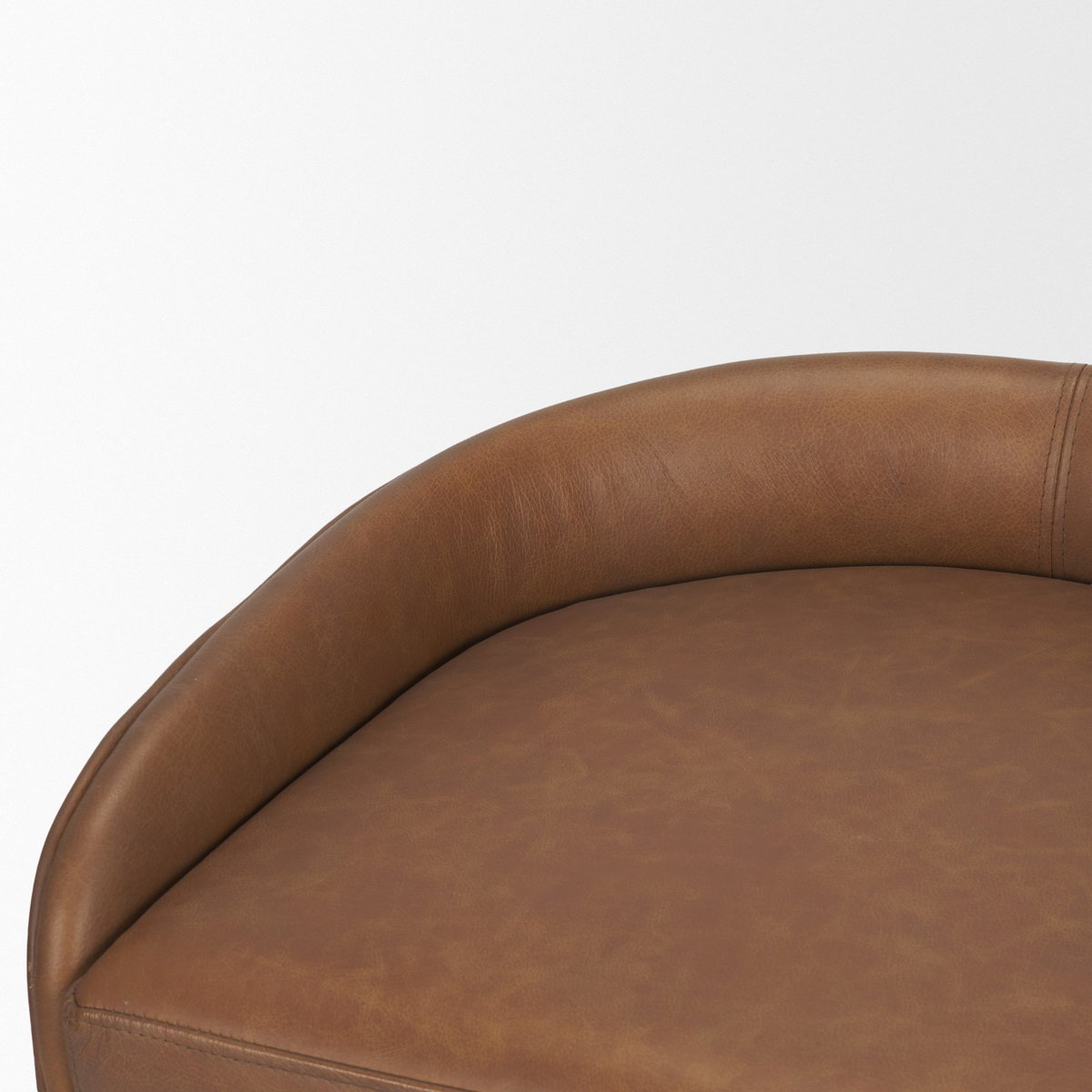 Hollyfield Low Back 28.75in Seat Bar Stool | Cognac Brown Leather, Counter & Bar Stool by Mercana, 20.5" length x 19.7" width x 32.7" height View 8