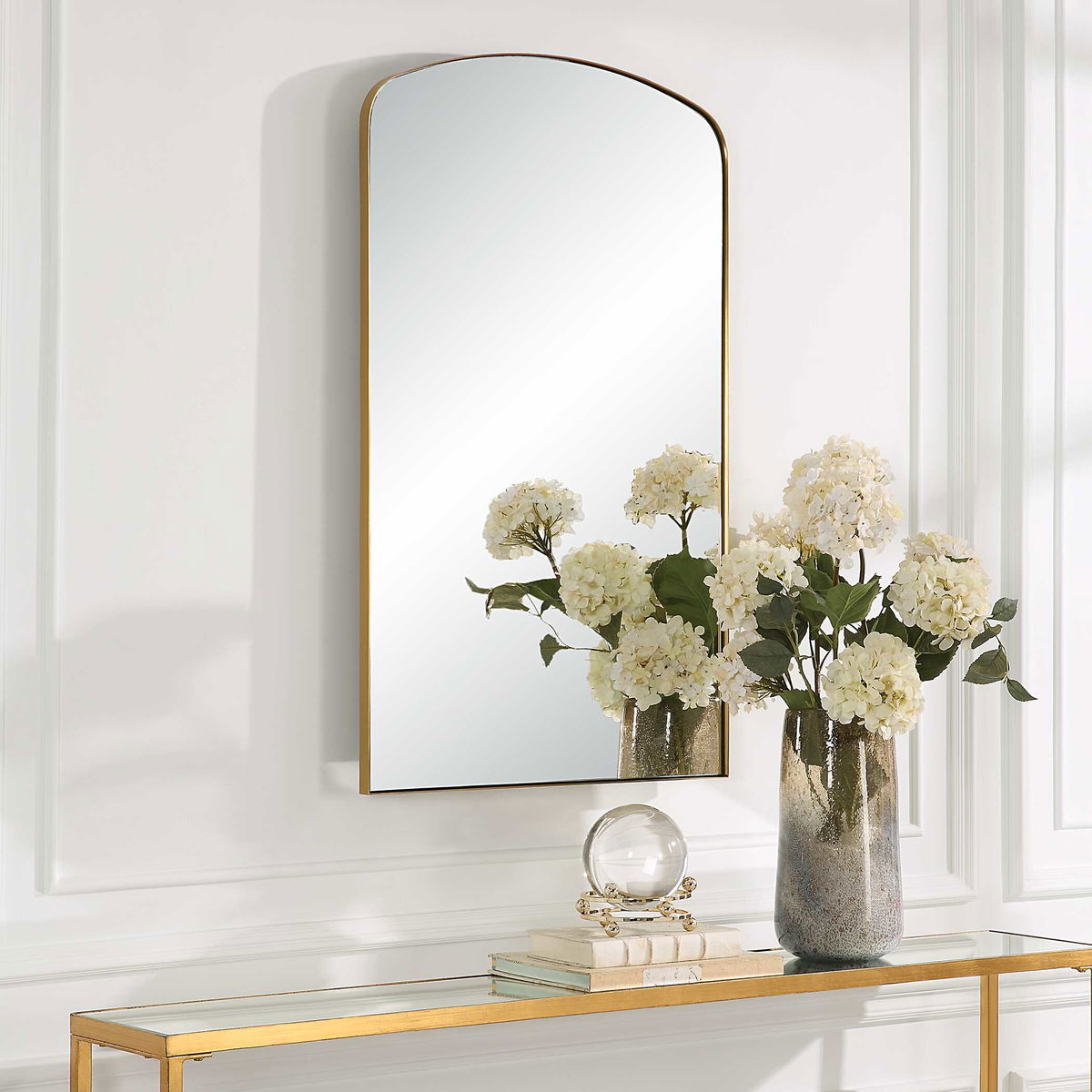 Tordera Brass Arch Mirror, by Uttermost, 24" width x 40" height x 1" depth View 4
