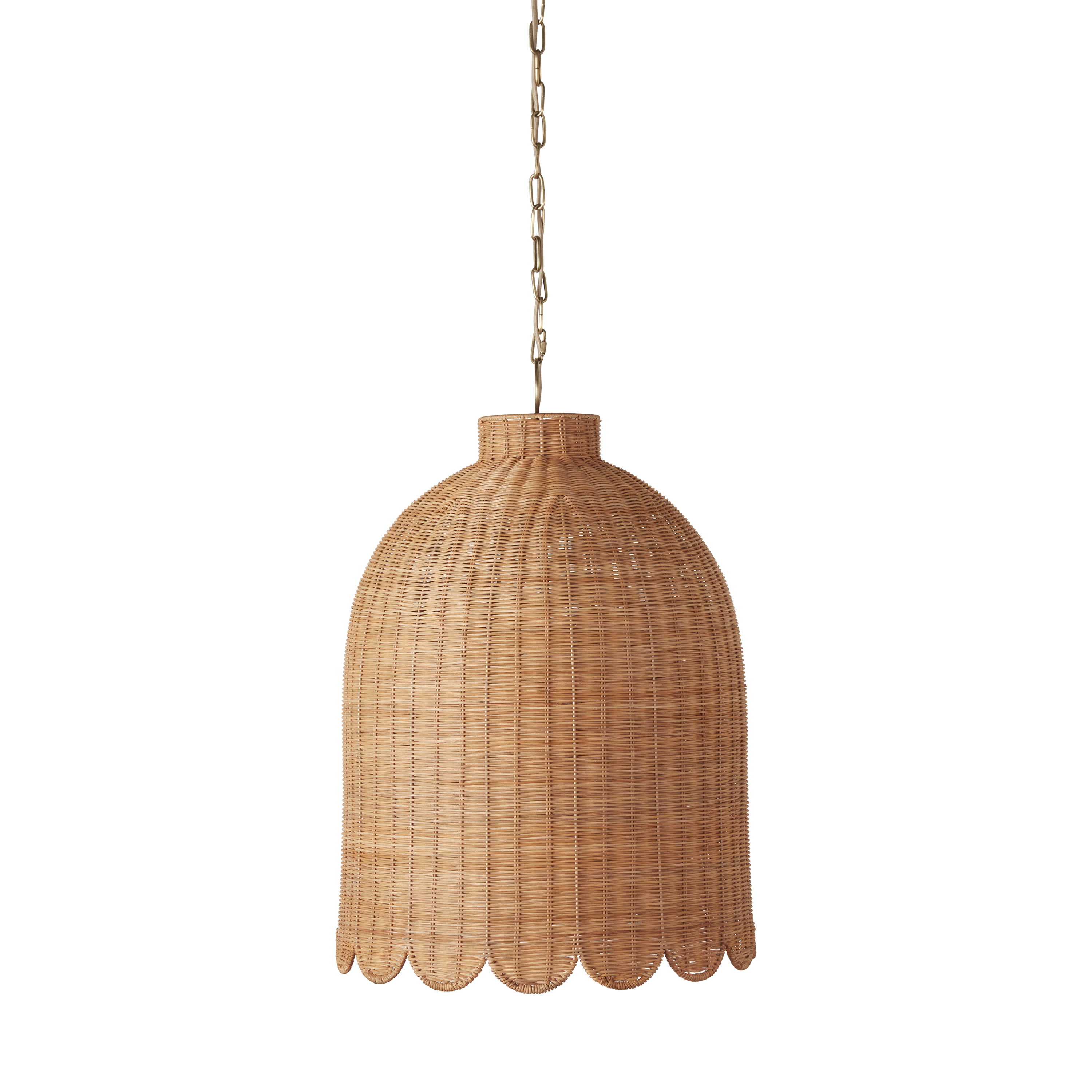 Maude Rattan Scallop Chandelier, Pendant by Woven, 26.25" height x 20" diameter View 1