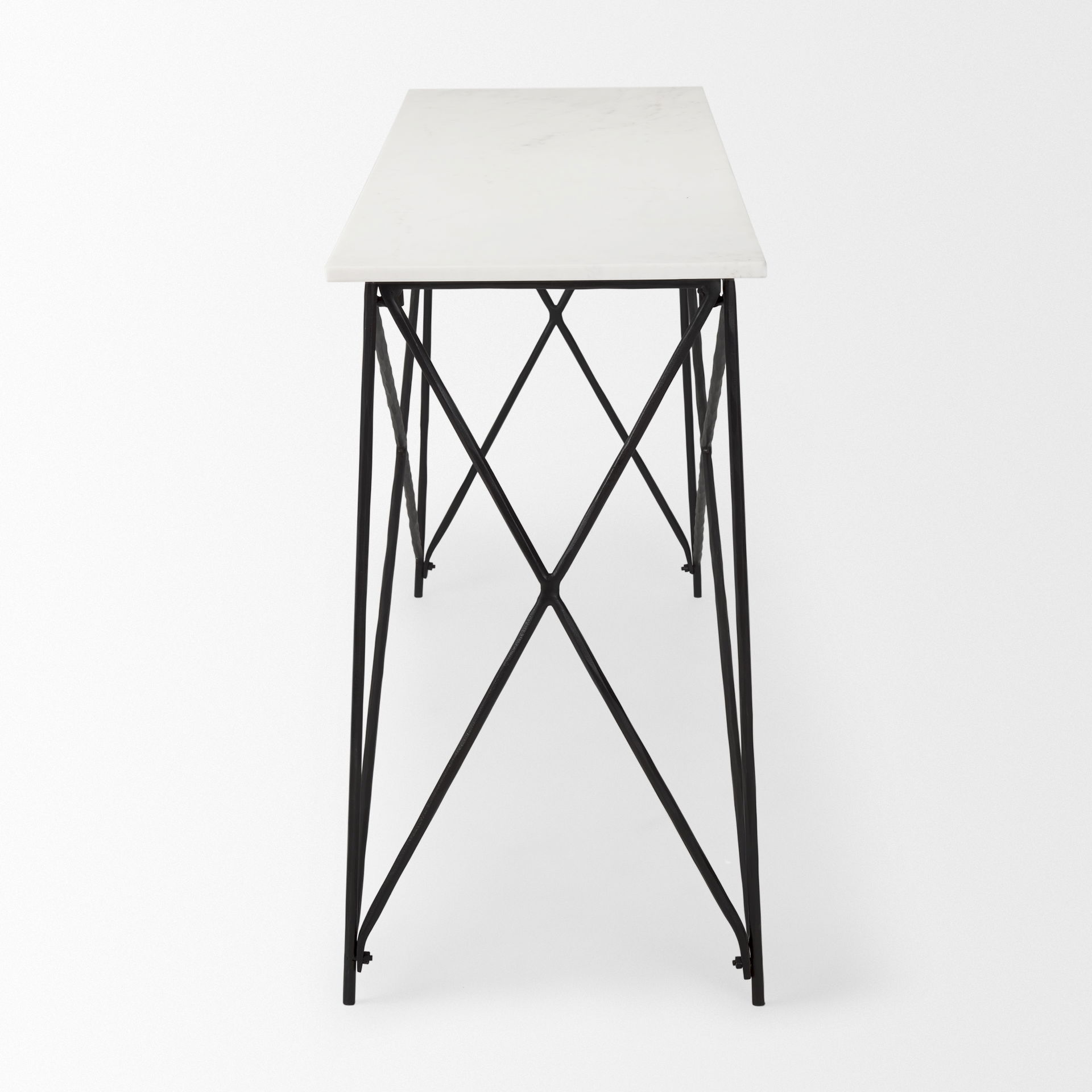 Lorlei Marble Top with Black Iron Base Console Table large image 