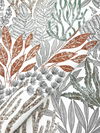 Coral Leaves Coral Black Wallpaper thumbnail 3
