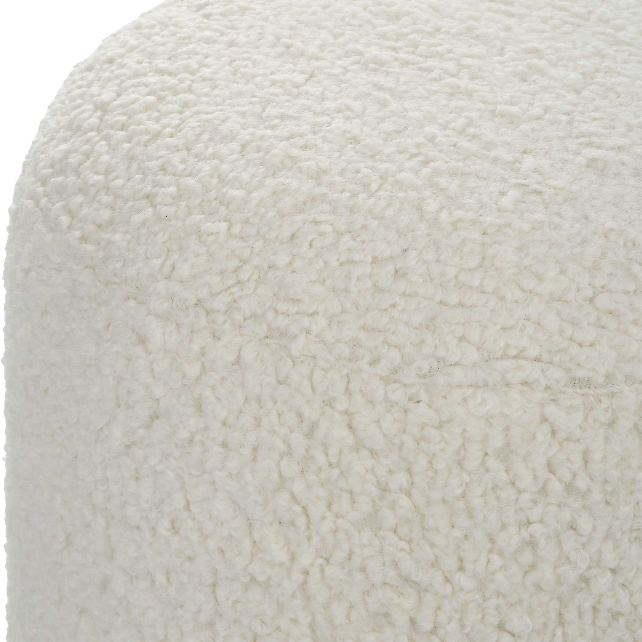Arles White Shearling Ottoman, Furniture by Uttermost, 16" width x 18" height x 16" depth View 7
