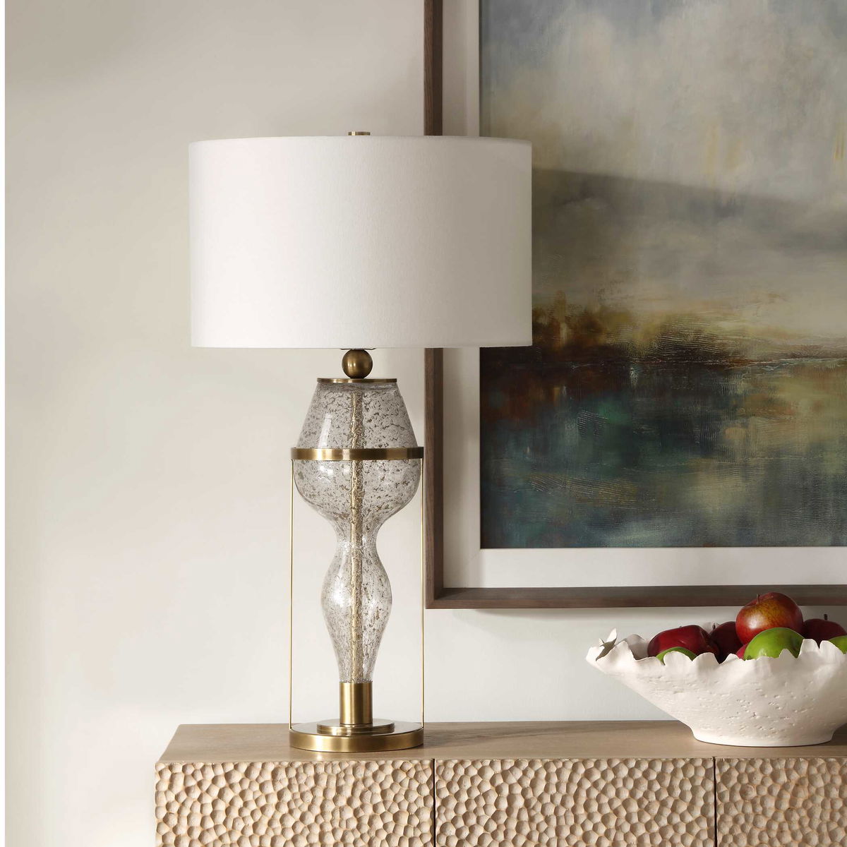 Out Of Time Seeded Glass Table Lamp, by Uttermost, 16" width x 29.75" height x 16" depth View 4