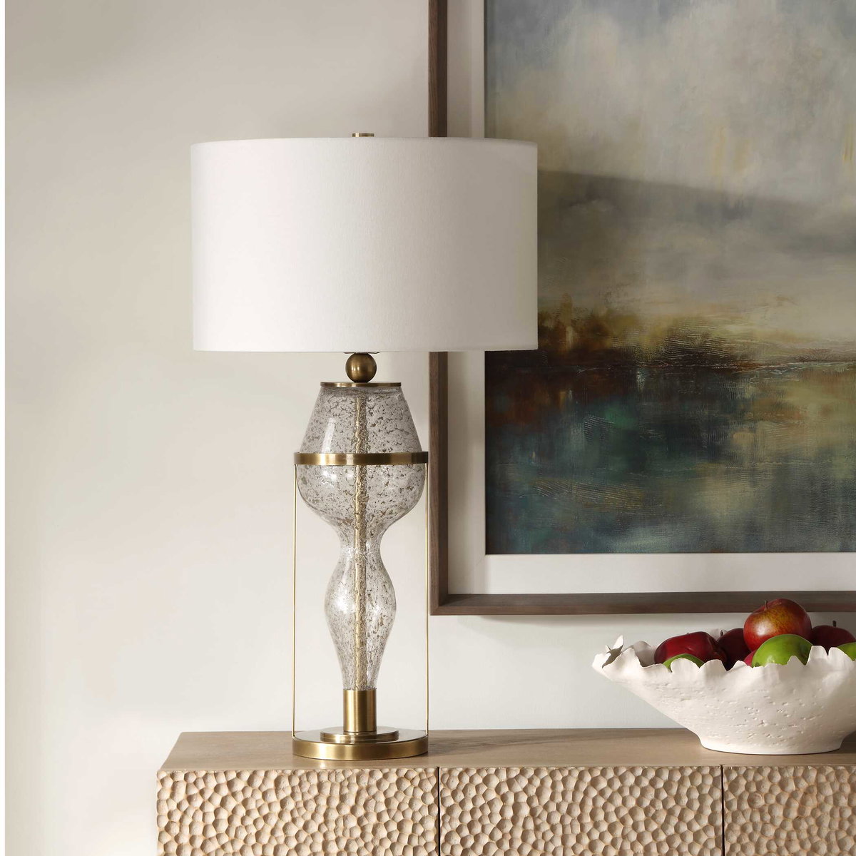 Out Of Time Seeded Glass Table Lamp, by Uttermost, 16" width x 29.75" height x 16" depth View 4