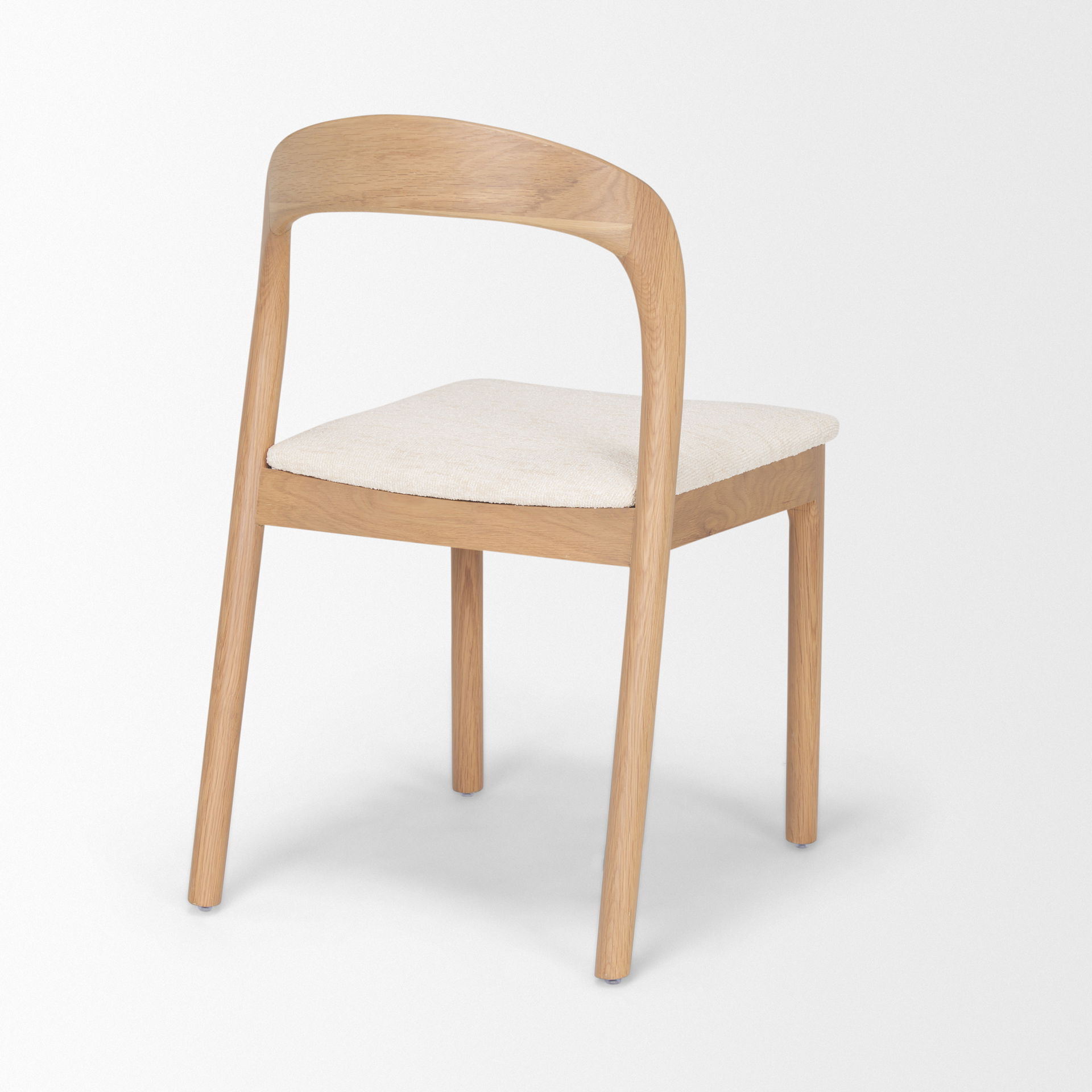 Nobu Oak Wood with Cream Fabric Open Back Dining Chair large image 