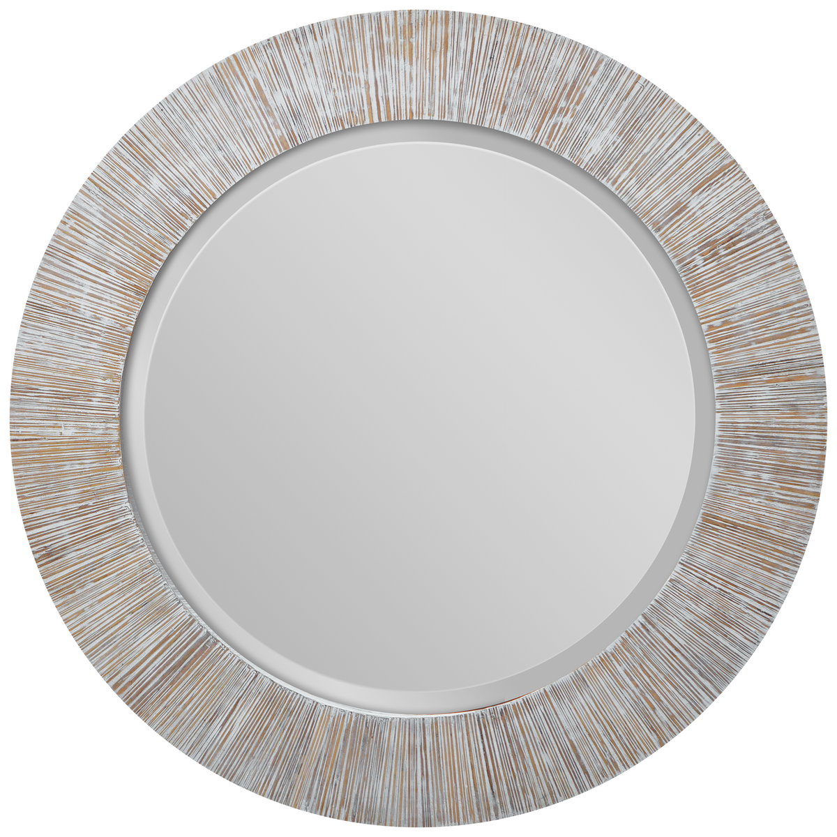 Repose Whitewash Round Mirror, by Uttermost, 3' width x 3' height x 1.3" depth View 1