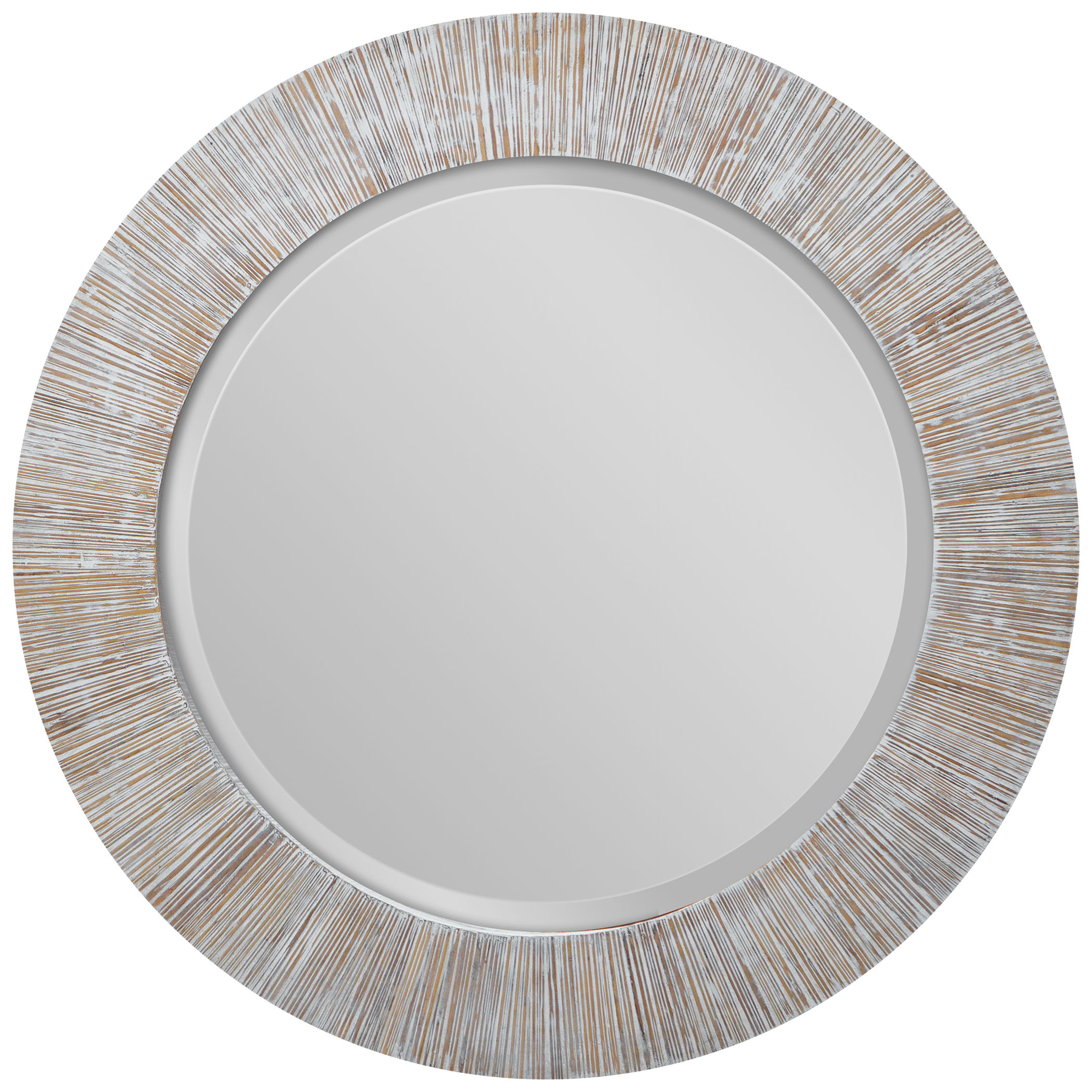 Repose Whitewash Round Mirror large image 