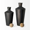 Asher Set of Two Black Metal Urns, Decorative Jar by Mercana, 7.48" length x 7.48" width x 18.5" height thumbnail 5