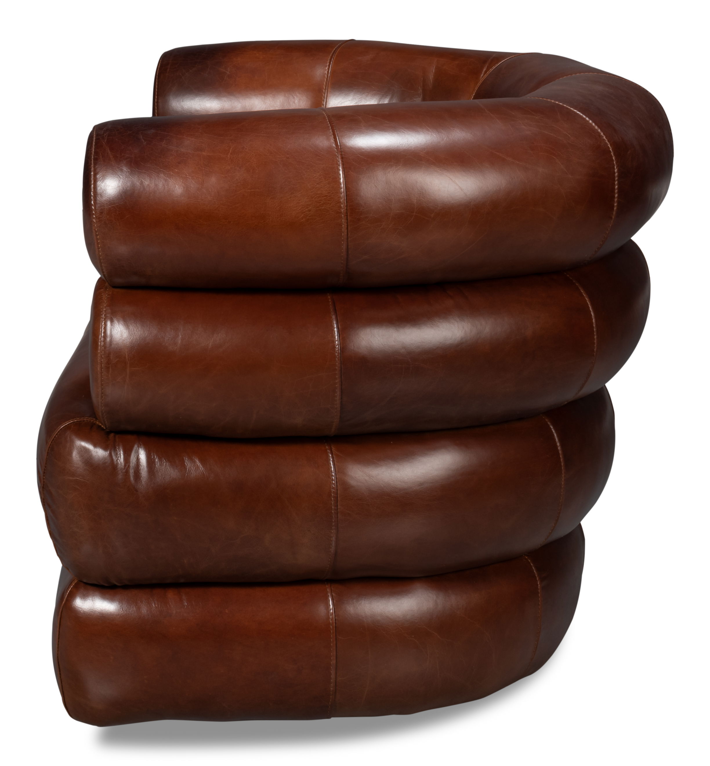 Rondo Leather Swivel Chair Brown large image 