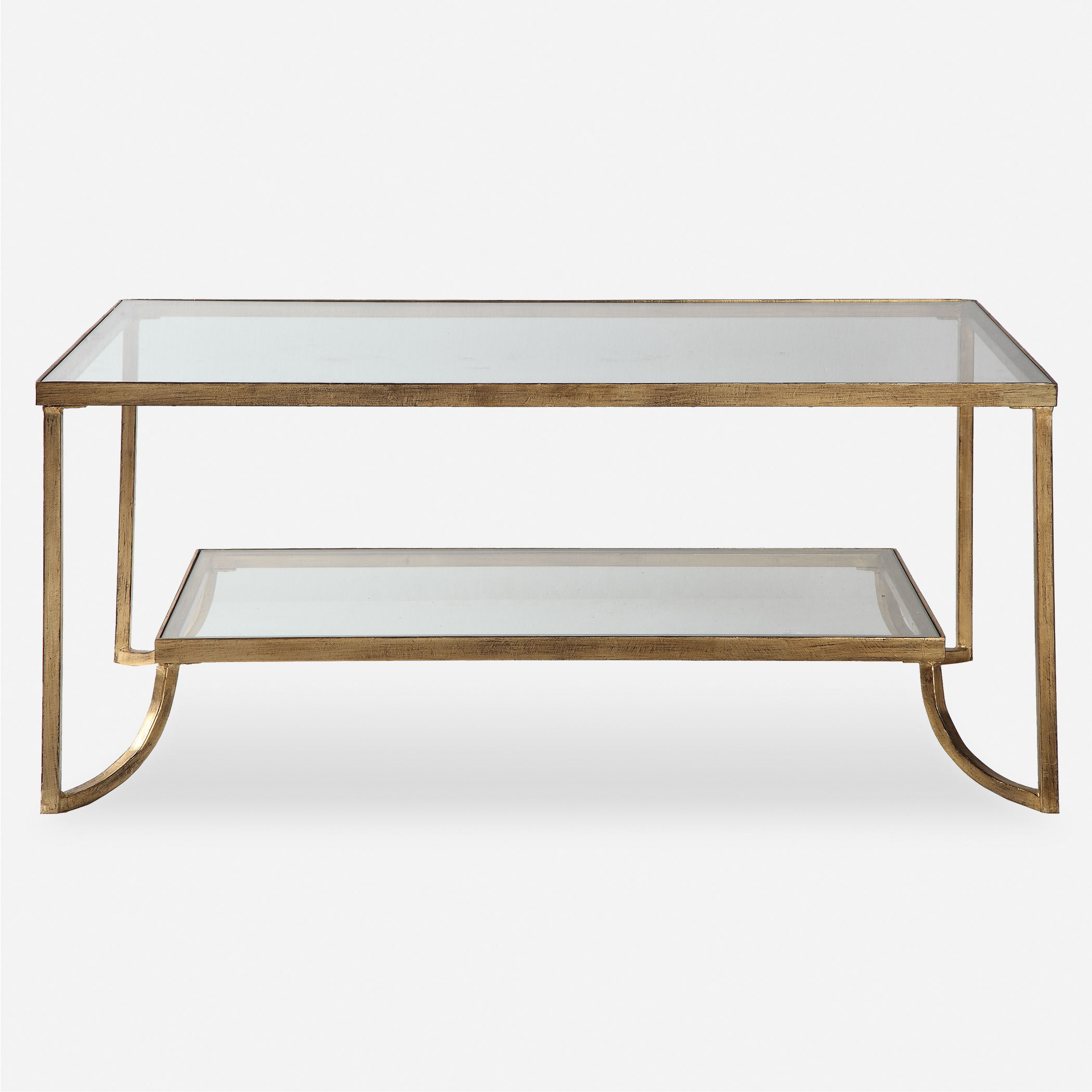 Katina Gold Leaf Coffee Table, Furniture by Uttermost, 46.62" width x 20.75" height x 28.37" depth View 1