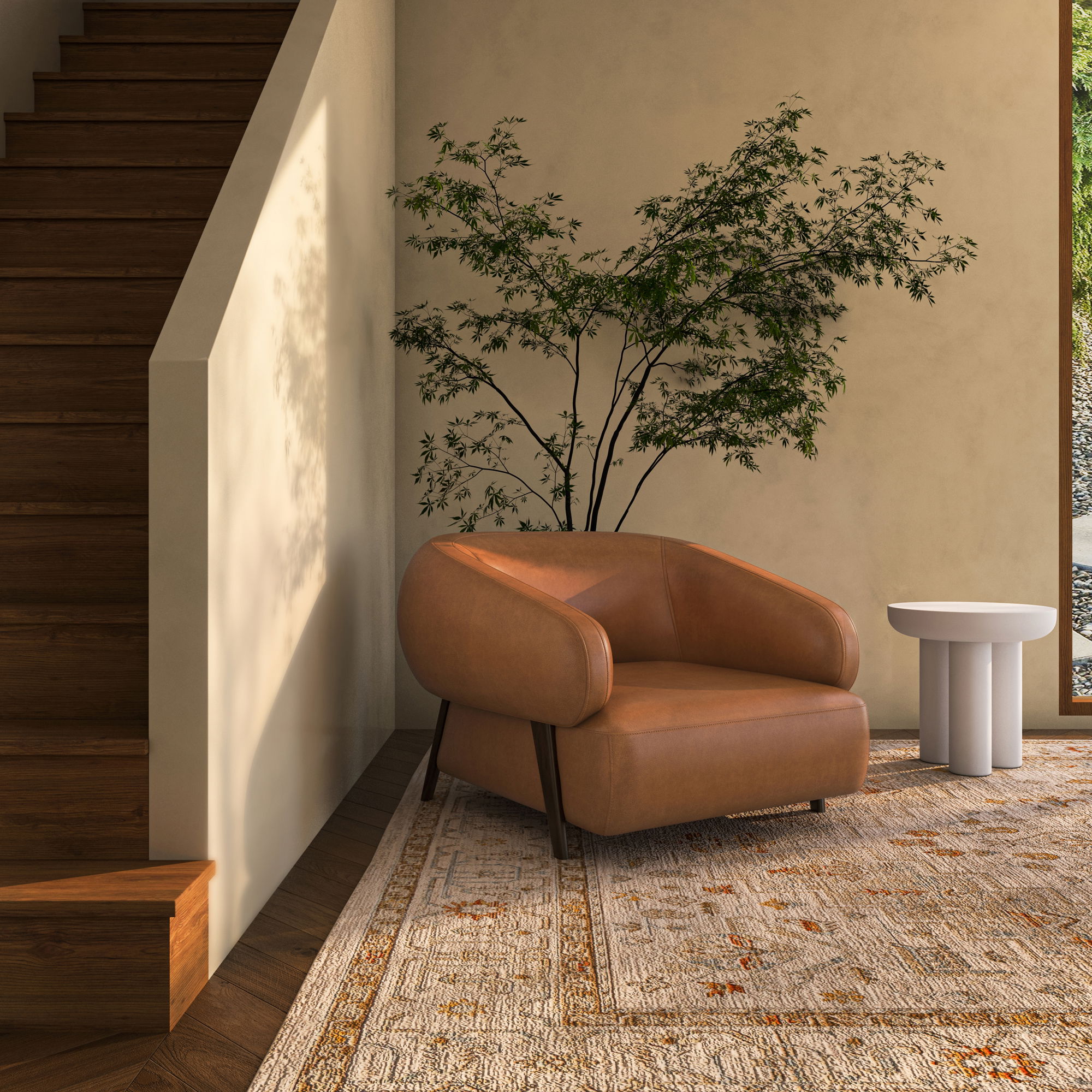 Devlin Lounge Chair Tan Leather large image 