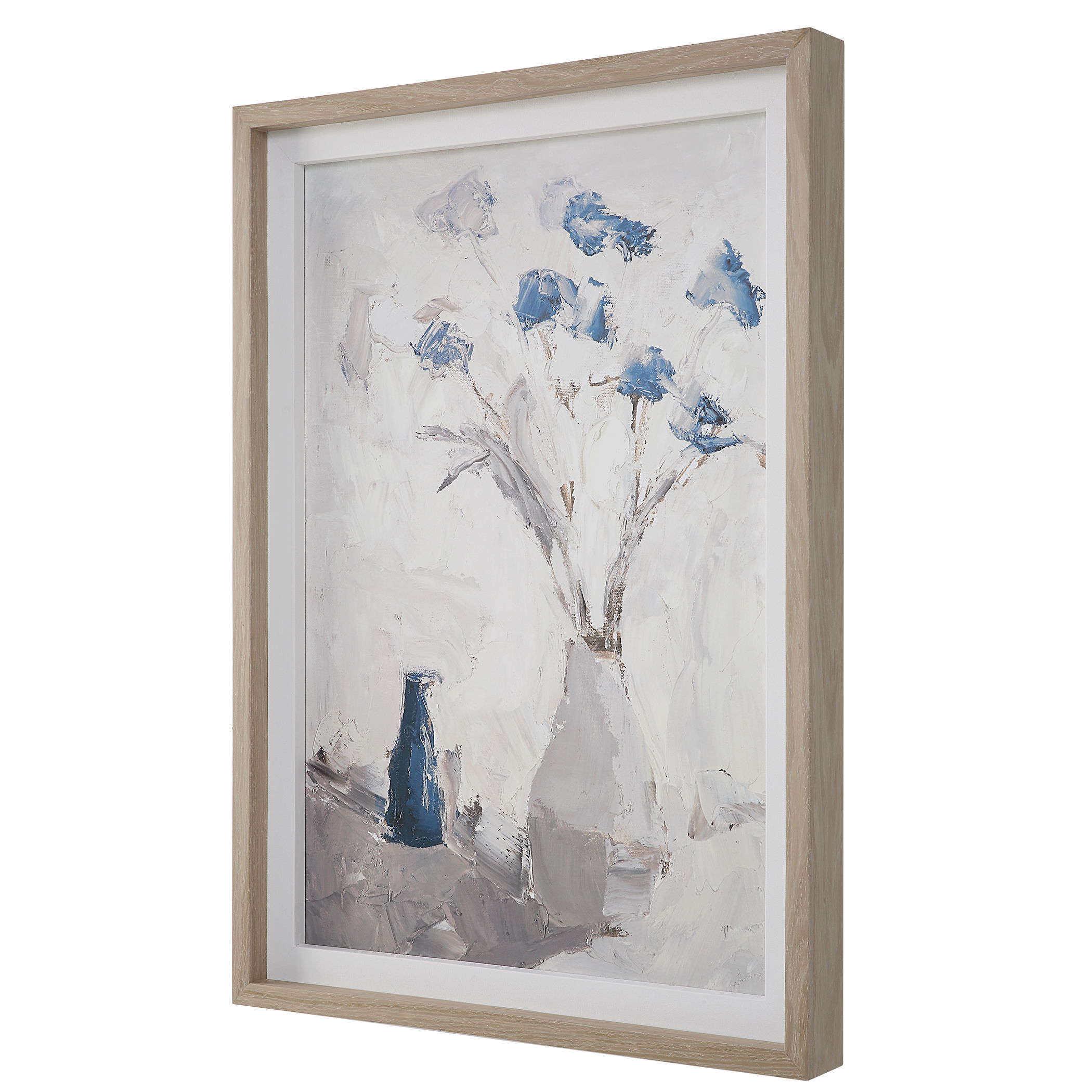 Blue Flowers In Vase Framed Print large image 