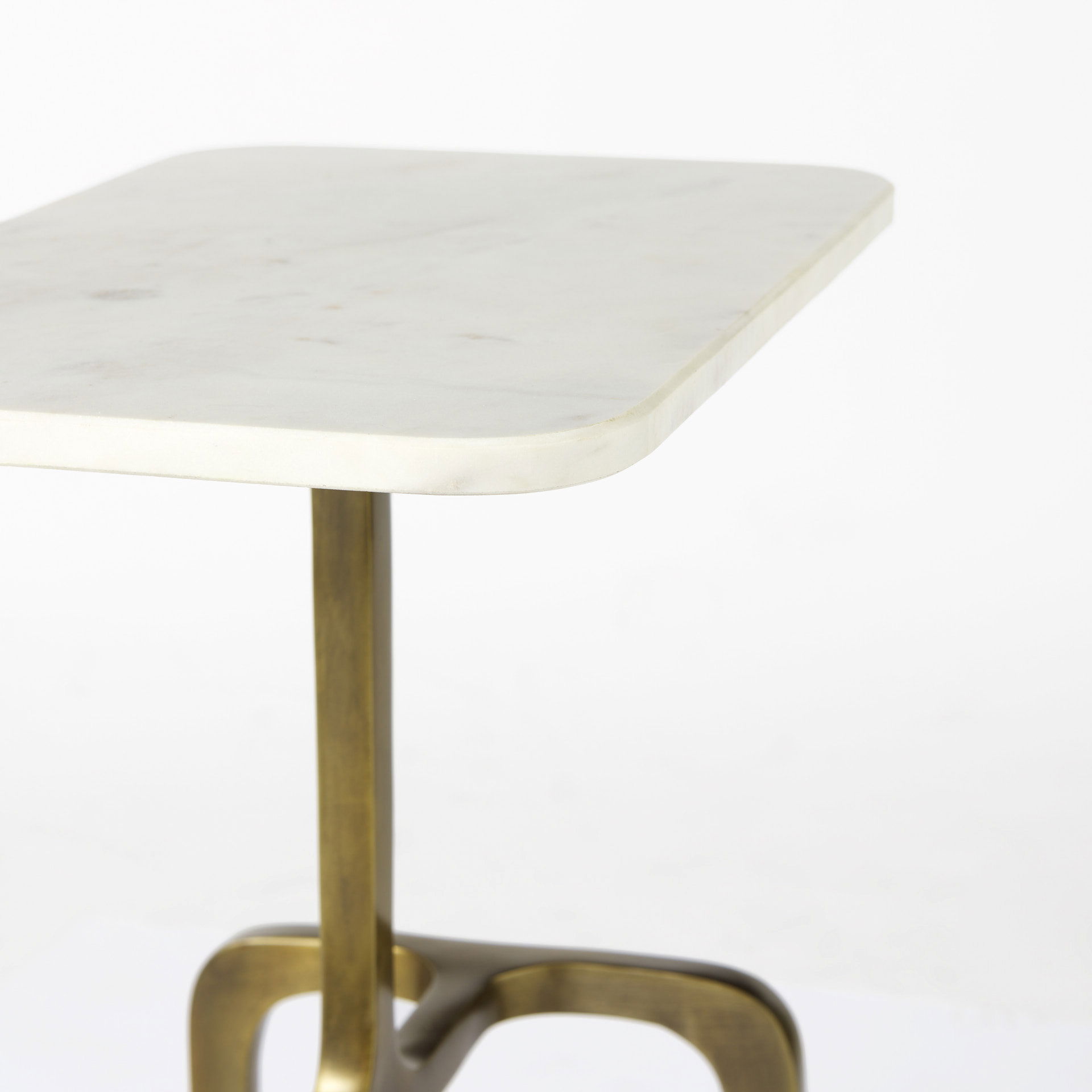 Preston  White Marble Top with Gold Metal Accent Table, Side & End Table by Mercana, 17.3" length x 11.3" width x 22.8" height View 6