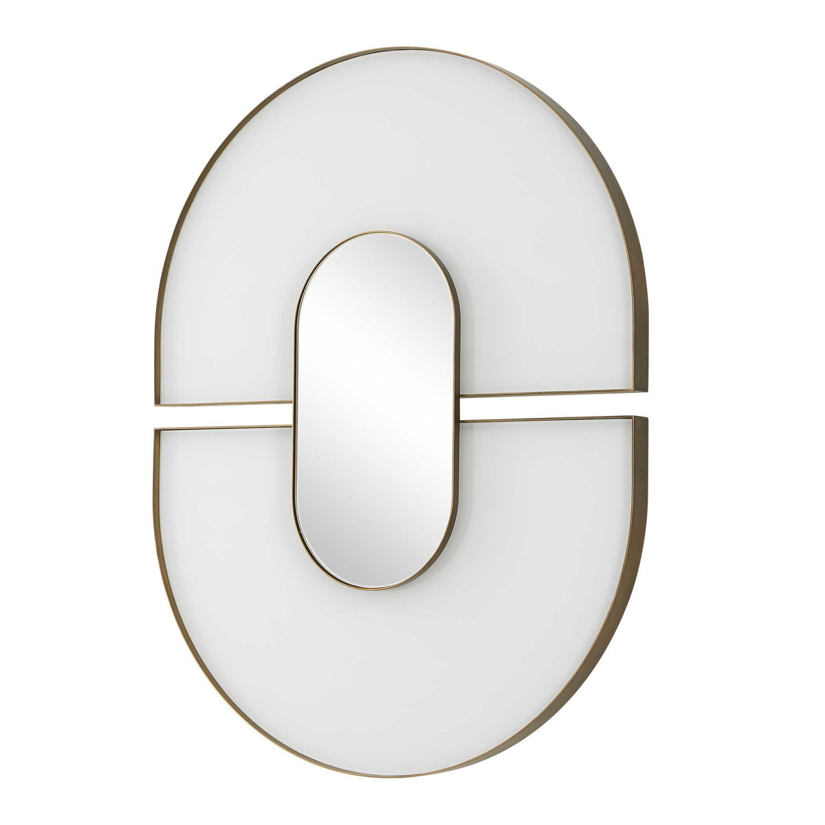 Encase Modern White Oval Mirror, by Uttermost, 1'11.5" width x 2'6.5" height x 1.62" depth View 4