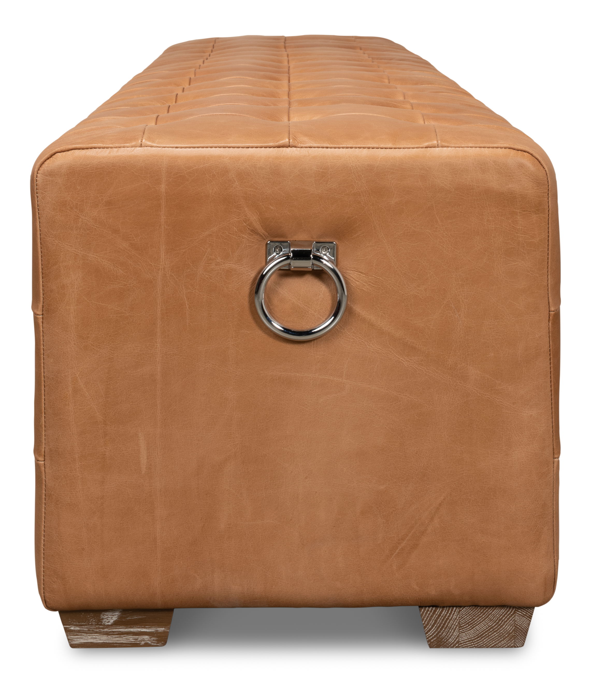 Beam Bench Tufted Leather, Seating by Sarreid, 78" length x 18" width x 17" height View 7