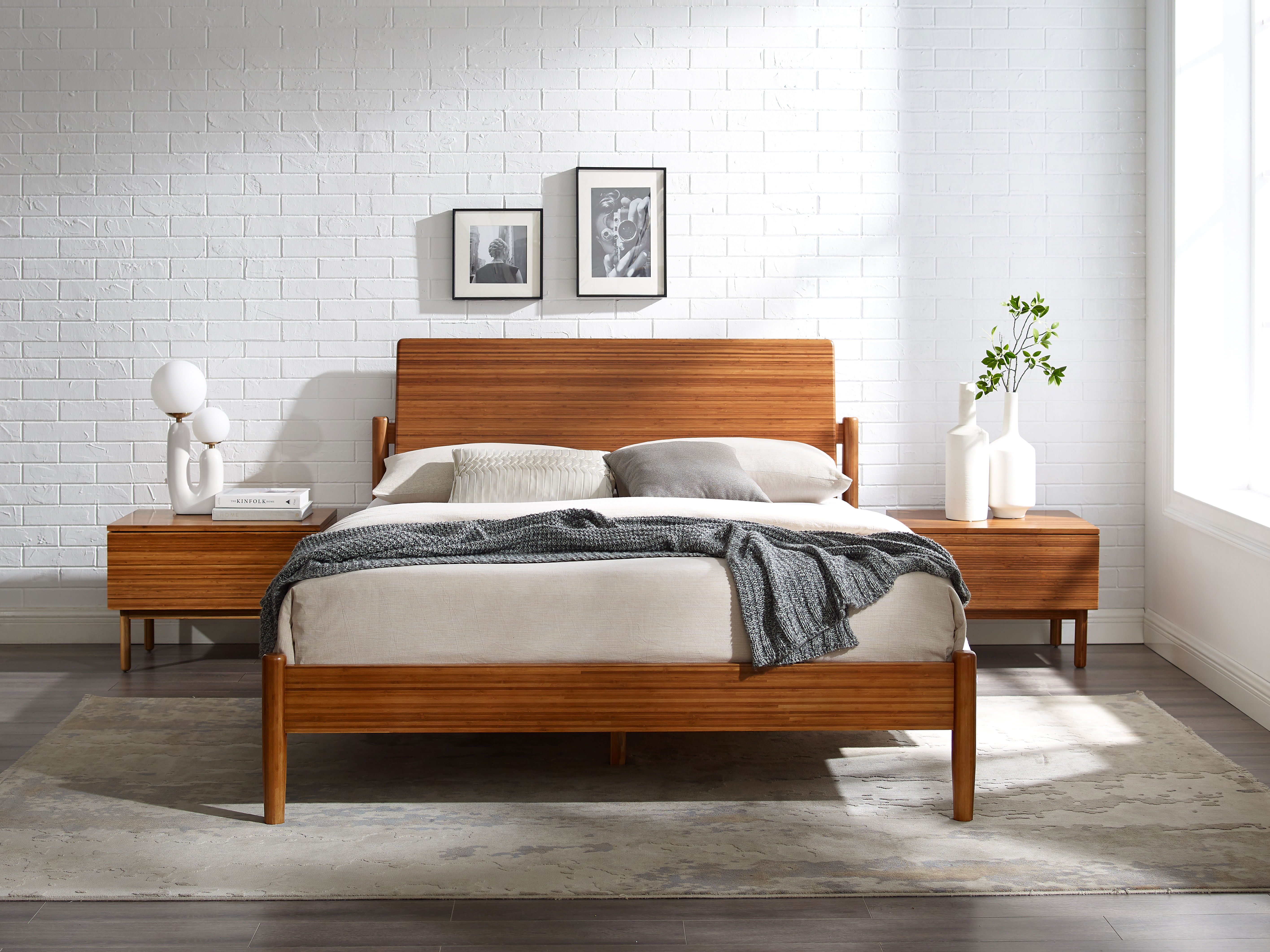 Monterey Queen Platform Bed, Amber, by Greenington, 88.5" length x 63.75" width x 40" height View 8