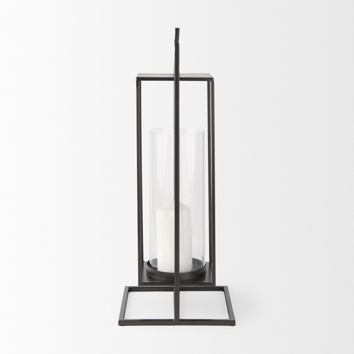 Albus I Large Black Metal Rectangular Table Candle Holder, Candles & Candle Holder by Mercana, 9.25" length x 9.25" width x 23.82" height View 4