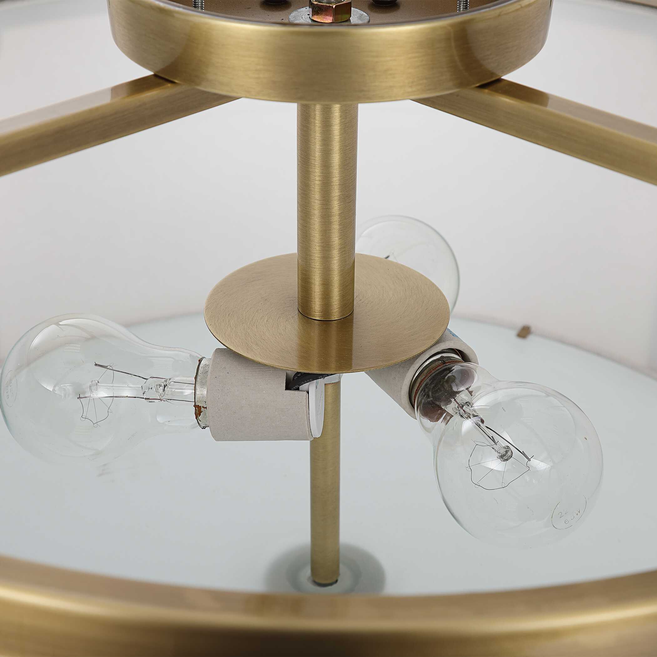 Colfax Brass 3 Light Semi Flush, Ceiling Light by Uttermost, 21" width x 11.25" height x 21" diameter x 21" depth View 7